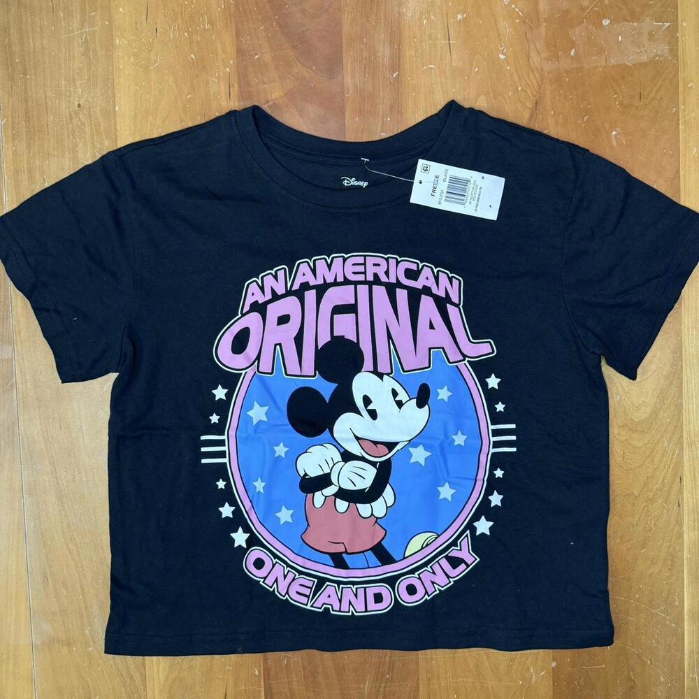 Disney Mickey Mouse Black Crop Women's Tee - NWT
